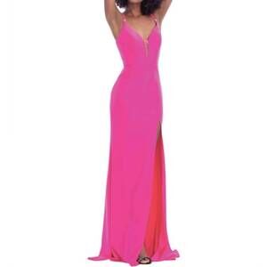 NEW CLARISSE sleeveless v-neck maxi dress in neon pink